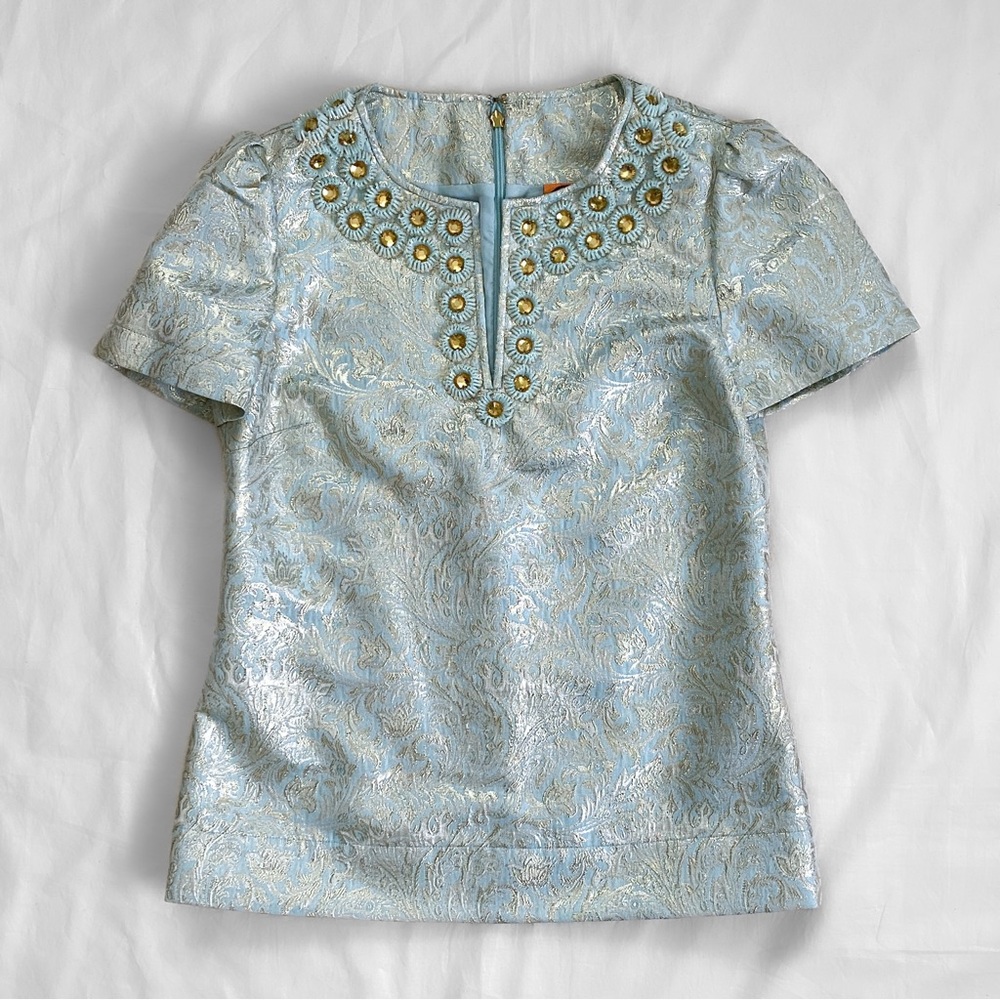 Tory Burch Brocade Jacquard Embellished Top